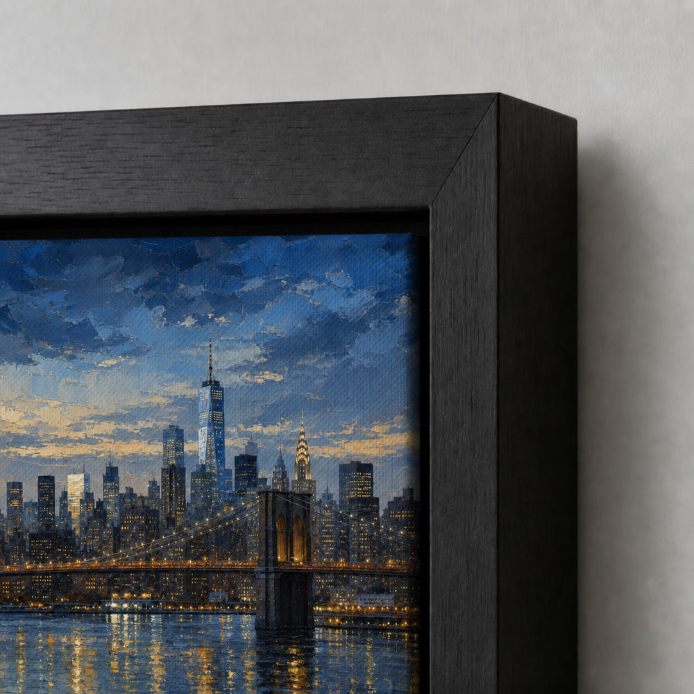 New York Blue Hour Skyline Floating Frame Wall Art - 03_detail_closeup
