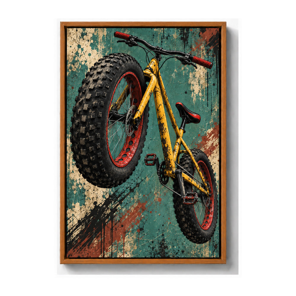 fat-tire bicycle graffiti artwork brown frame canvas print