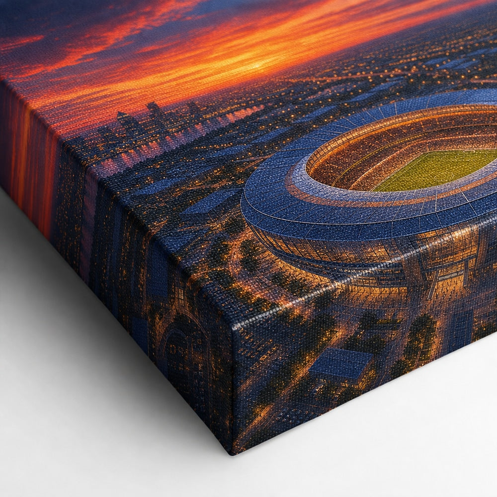Twilight Aerial Stadium Art Canvas Wall Art canvas texture detail