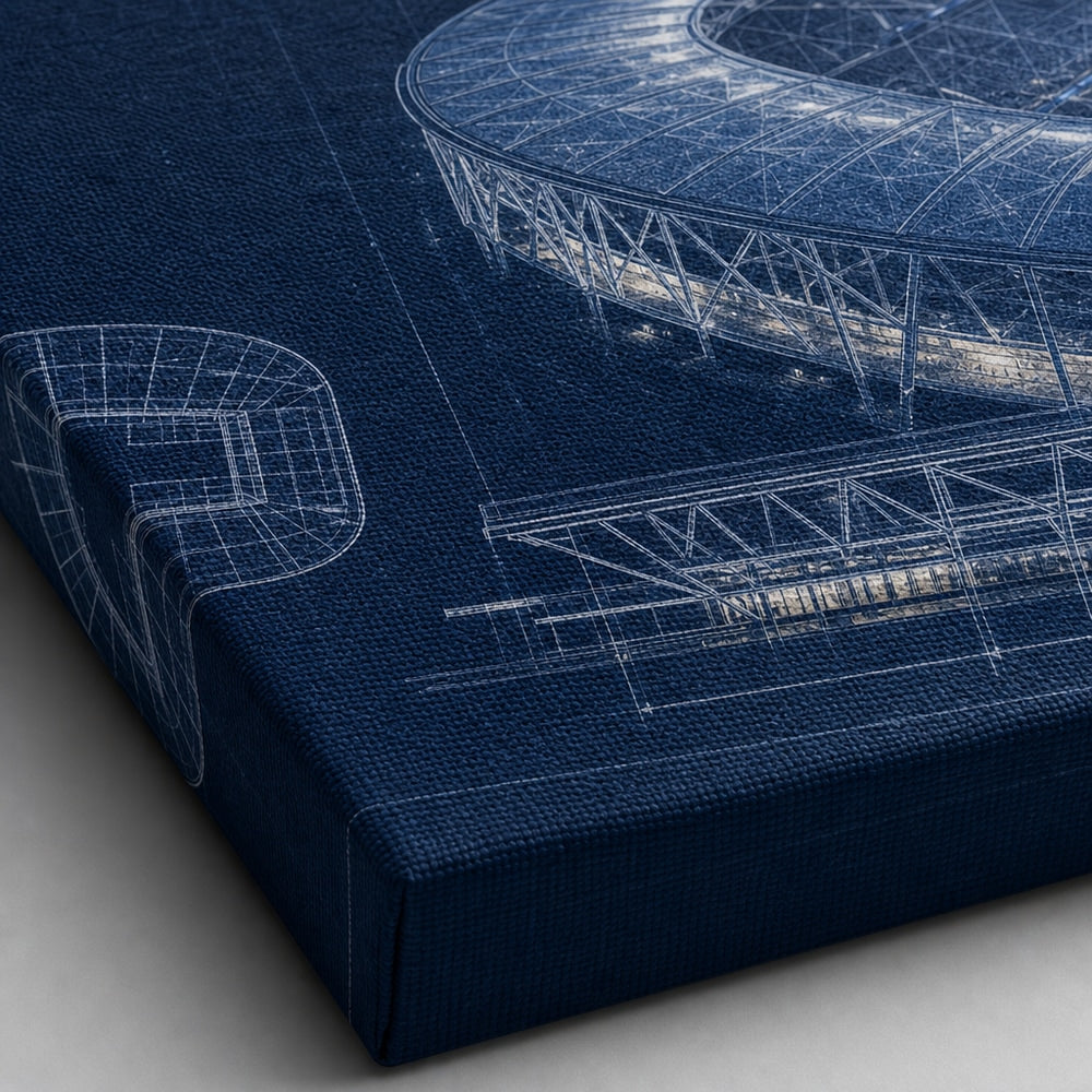 Night Stadium Blueprint Overlay Canvas Wall Art canvas texture detail