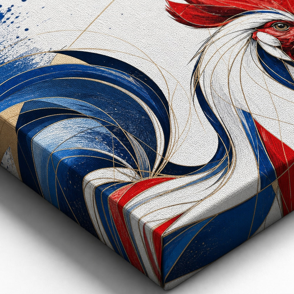 France Rooster National Pride Soccer Canvas Wall Art canvas texture detail
