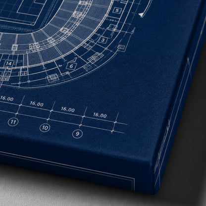 Blueprint Grand Stadium Cutaway Canvas Wall Art canvas texture detail