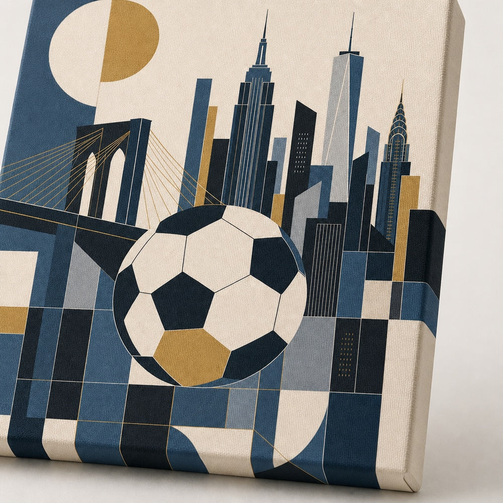 New York 2026 World Stage Soccer Canvas Wall Art canvas texture detail