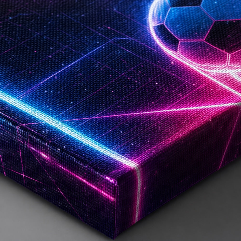 Neon Goal Trails Soccer Canvas Wall Art canvas texture detail