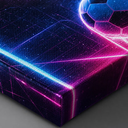Neon Goal Trails Soccer Canvas Wall Art canvas texture detail