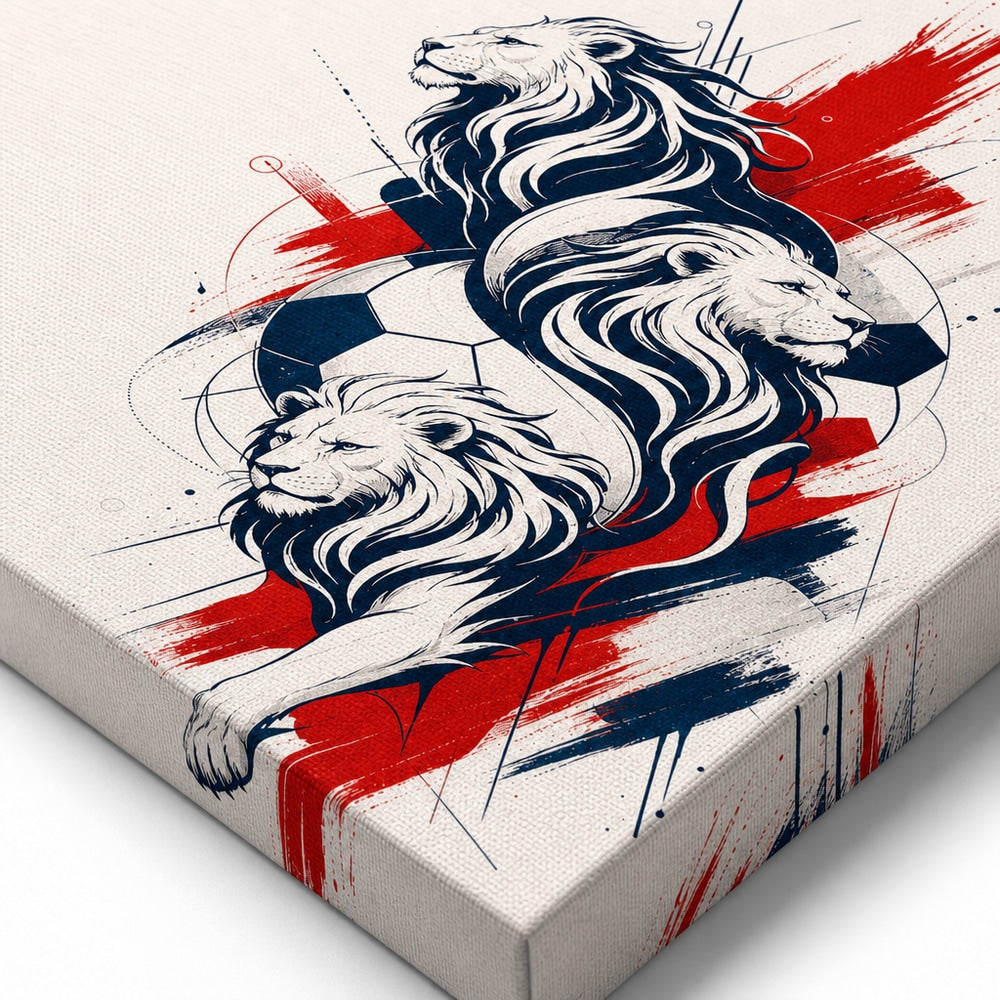 England Three Lions National Pride Soccer Canvas Wall Art canvas texture detail