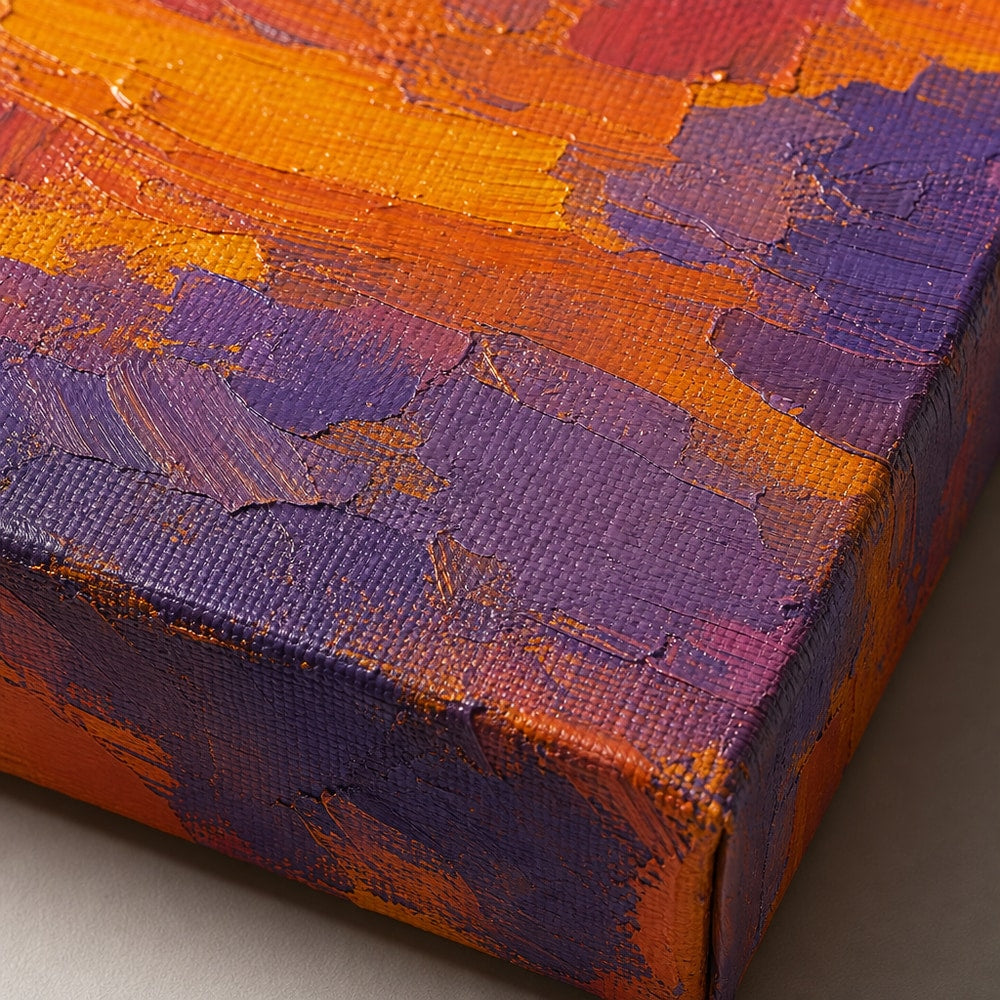 Impasto Sunset Soccer Run Canvas Wall Art canvas texture detail