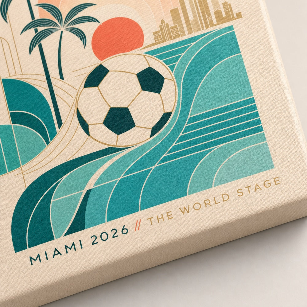 Miami 2026 World Stage Soccer Canvas Wall Art canvas texture detail