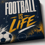 Football Is Life Typography Canvas Wall Art canvas texture detail
