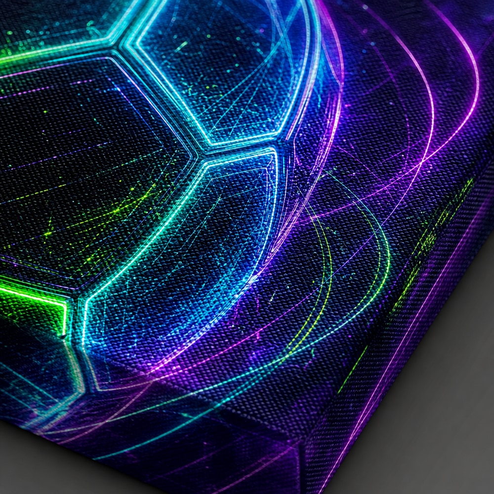 Hologram Ball City Soccer Canvas Wall Art canvas texture detail