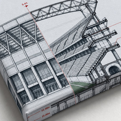 Engineering Stadium Cutaway Canvas Wall Art canvas texture detail
