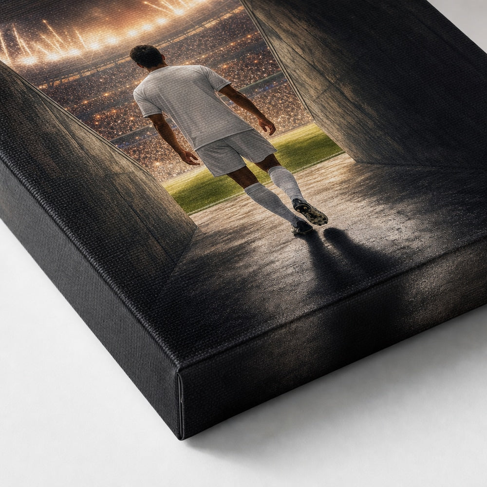 Custom Soccer Player Tunnel Canvas Wall Art canvas texture detail generated with gpt-image-2