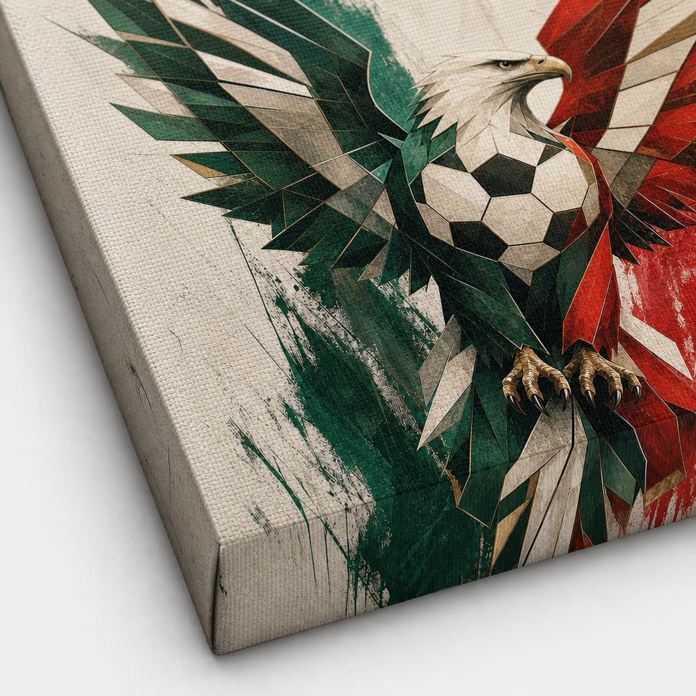 Mexico Eagle National Pride Soccer Canvas Wall Art canvas texture detail