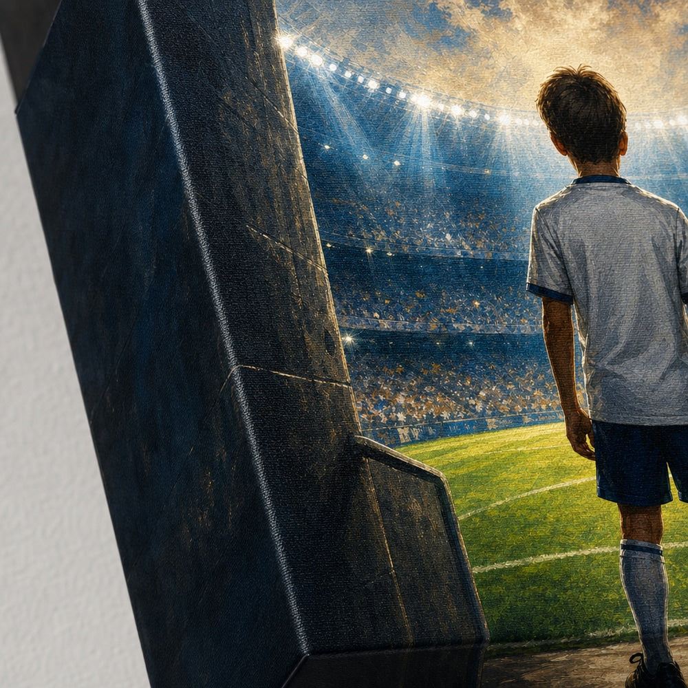 Custom Youth Soccer Dream Tunnel Canvas Wall Art canvas texture detail generated with gpt-image-2