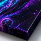 Neon Dribble Light Burst Soccer Canvas Wall Art canvas texture detail