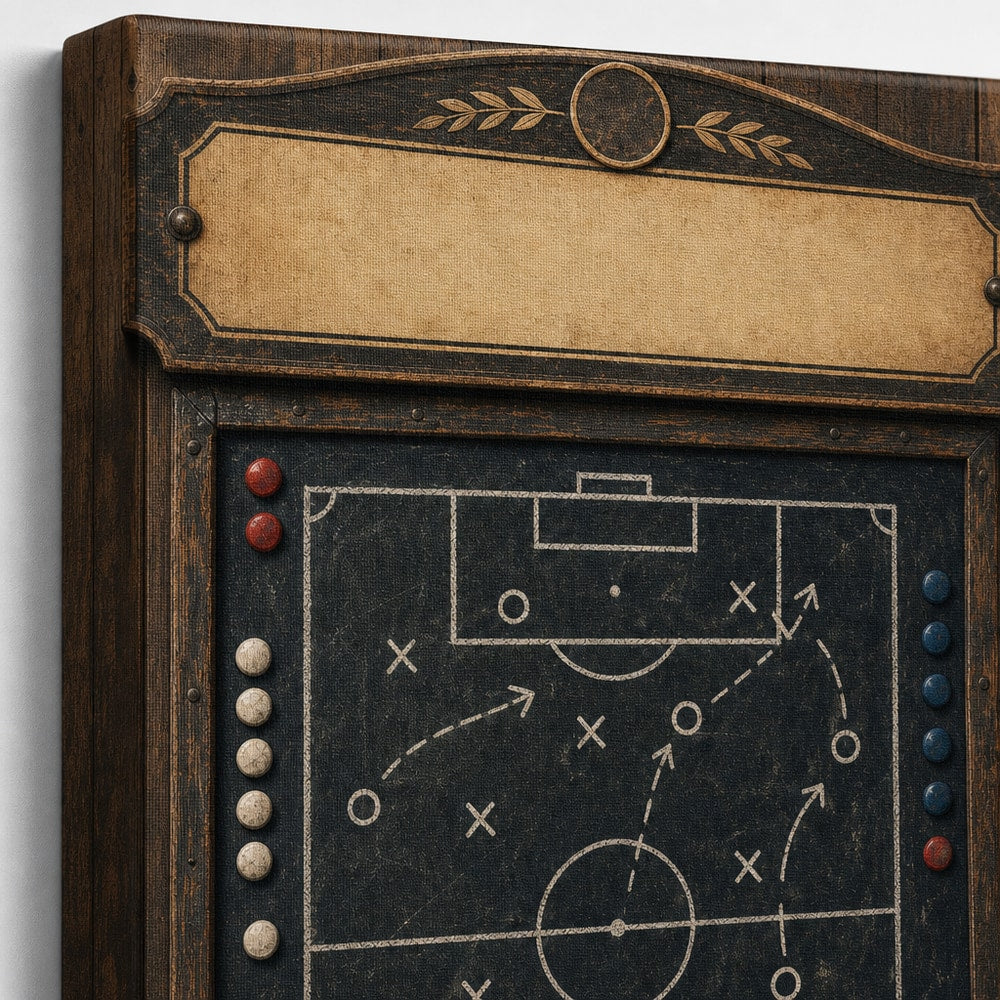 Custom Vintage Soccer Tactics Board Canvas Wall Art canvas texture detail generated with gpt-image-2