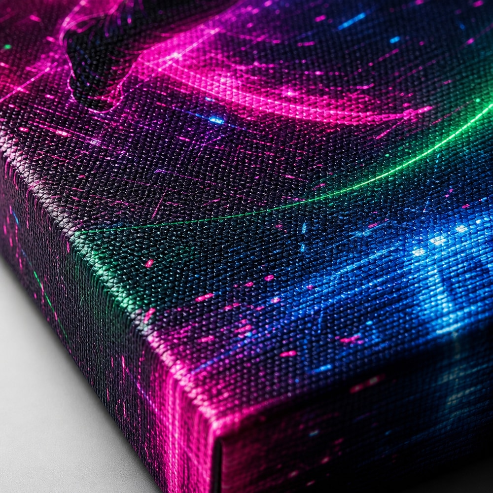 Neon Keeper Save Soccer Canvas Wall Art canvas texture detail