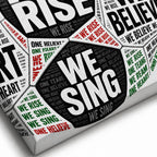 One Team One Heart Chant Typography Canvas Wall Art canvas texture detail