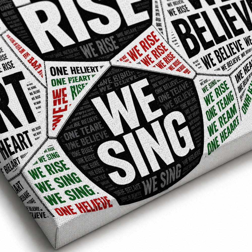 One Team One Heart Chant Typography Canvas Wall Art canvas texture detail
