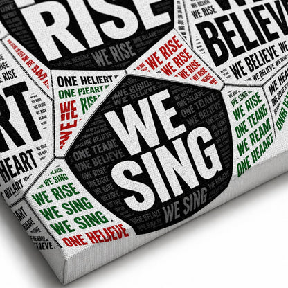 One Team One Heart Chant Typography Canvas Wall Art canvas texture detail