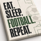 Eat Sleep Football Repeat Typography Canvas Wall Art canvas texture detail