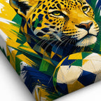Brazil Jaguar National Pride Soccer Canvas Wall Art canvas texture detail
