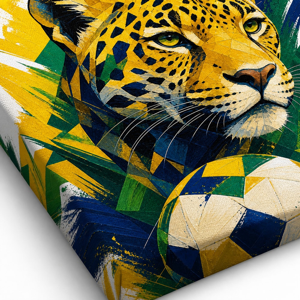 Brazil Jaguar National Pride Soccer Canvas Wall Art canvas texture detail