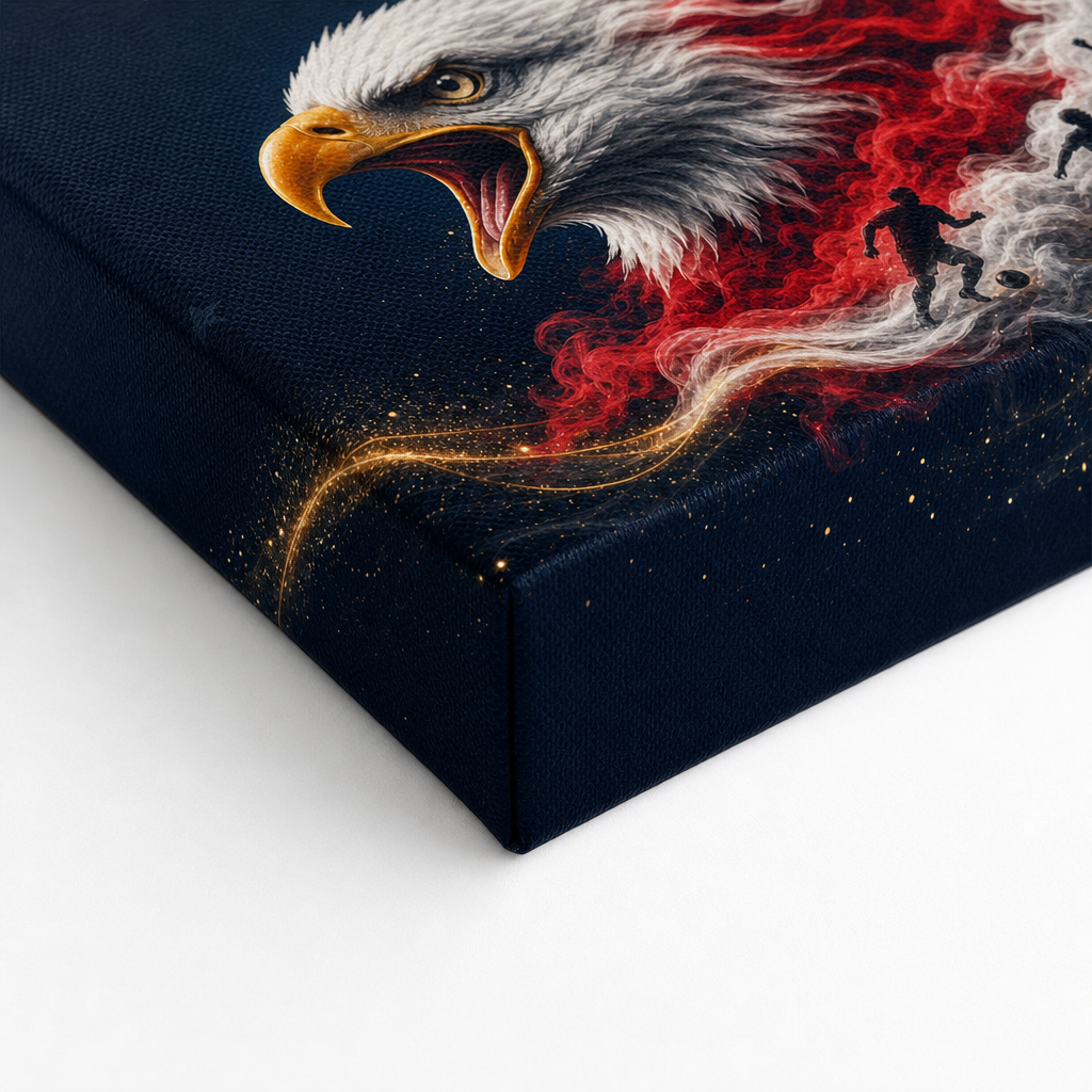 USA Eagle Smoke Soccer Canvas Wall Art - Canvas Detail