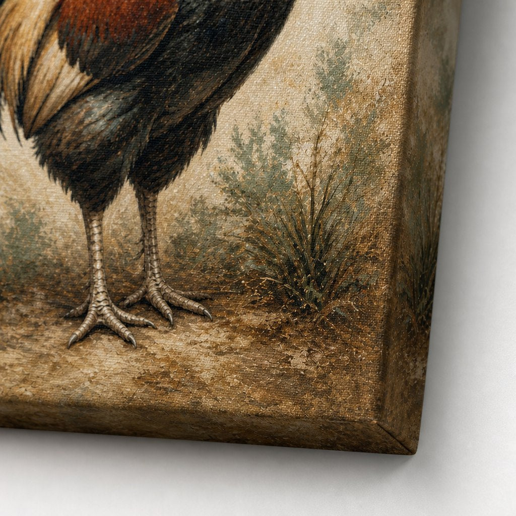 Rustic Rooster Farmhouse Canvas Wall Art canvas texture detail