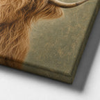 Highland Cow Rustic Canvas Wall Art canvas texture detail