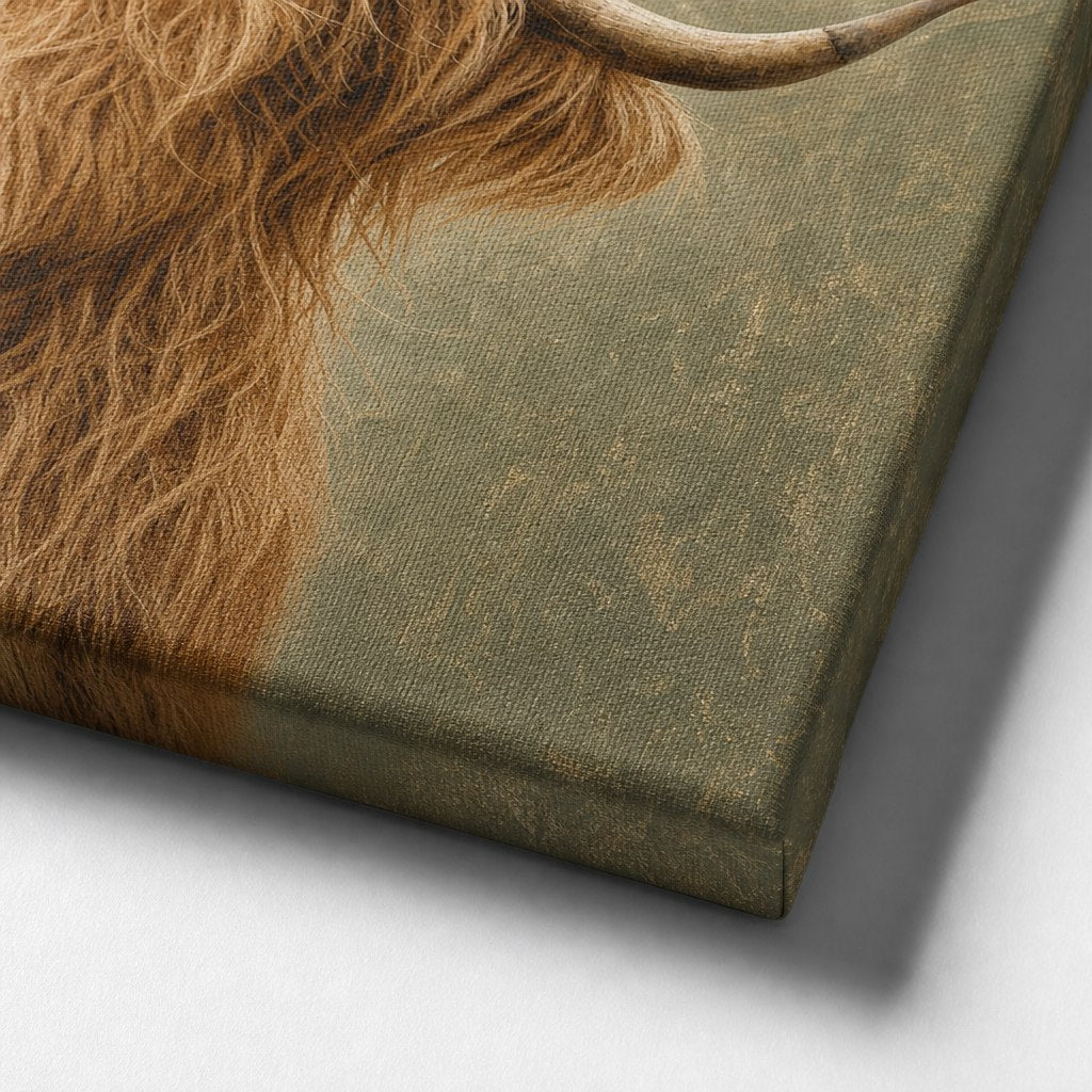 Highland Cow Rustic Canvas Wall Art canvas texture detail