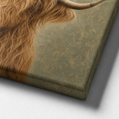 Highland Cow Rustic Canvas Wall Art canvas texture detail