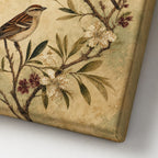 Vintage Bird Botanical Canvas Wall Art canvas texture detail