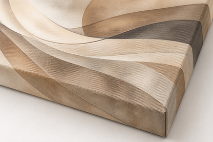 Warm Neutral Sweeping Forms Abstract Triptych Wrapped Canvas Wall Art - 03_detail_canvas_texture_wrap