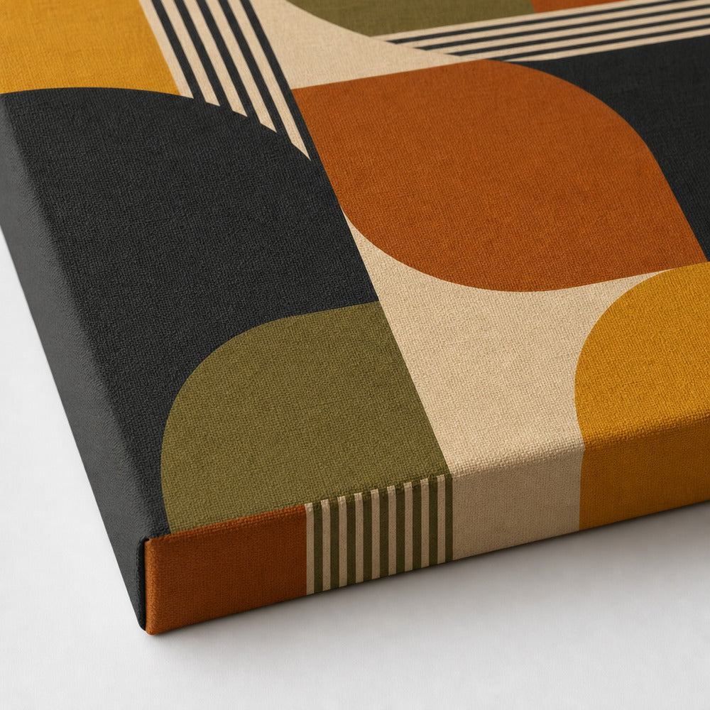 Mid-Century Bauhaus Color Field Canvas Wall Art 03 - Canvas texture close-up detail