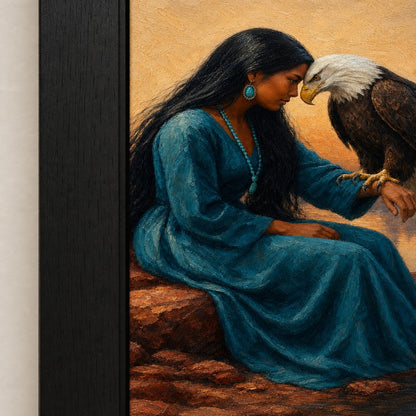 Indigenous Woman and Bald Eagle Wall Art - 03_detail_closeup