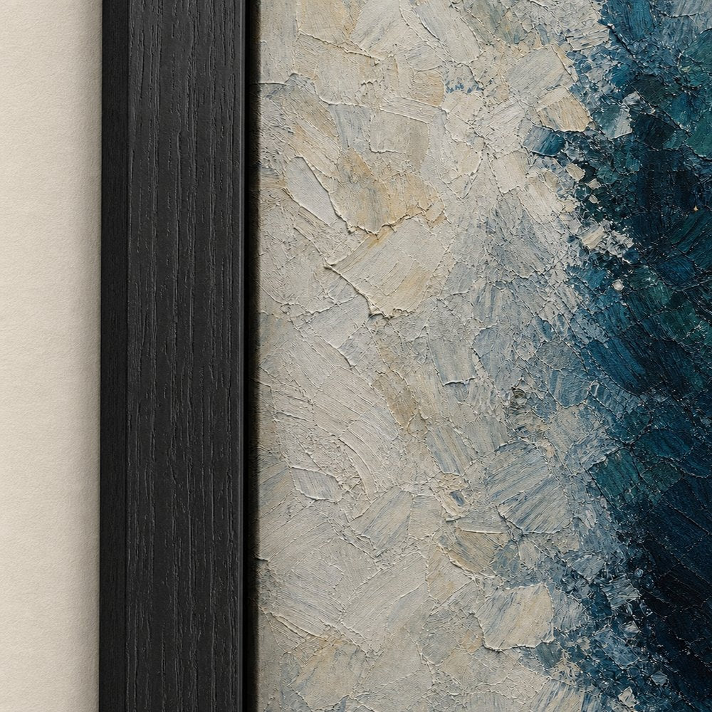 Canoe Ice Water Top View Impasto Wall Art floating frame wall art - 03_detail_closeup