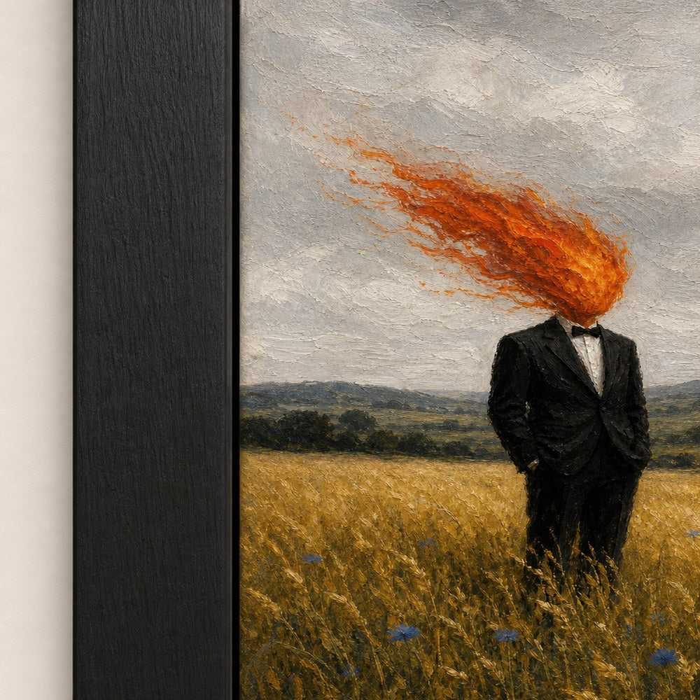 Flame Head Suit Wheat Field Wall Art floating frame wall art - 03_detail_closeup