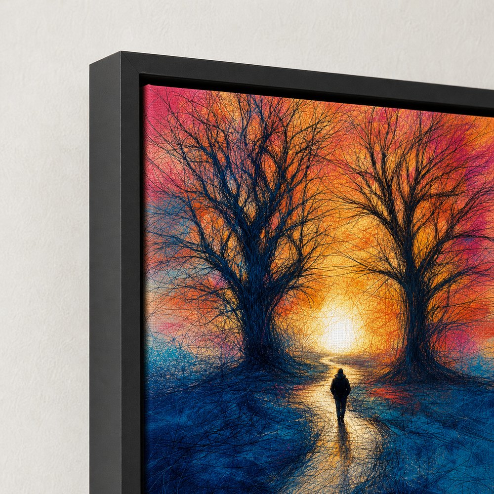 Scribble Path Through Trees Wall Art floating frame wall art - 03_detail_closeup