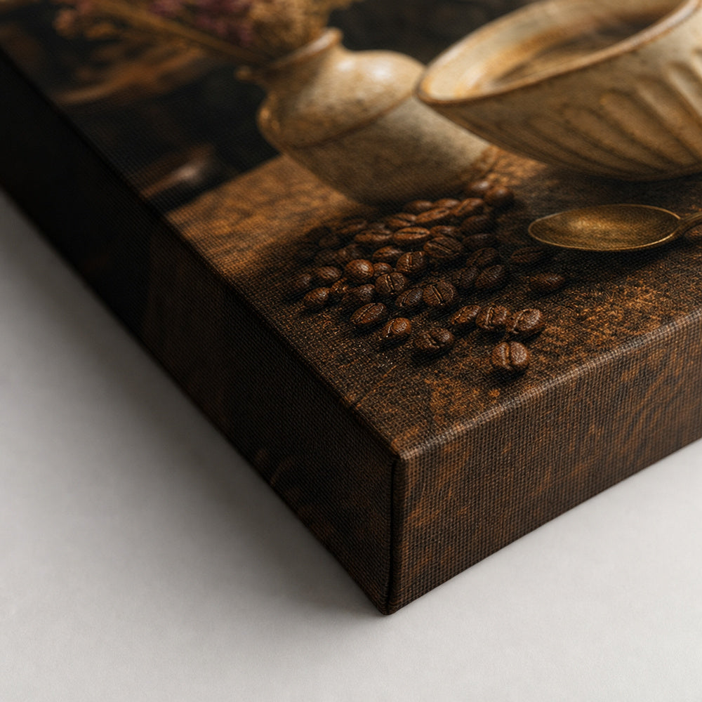 Vintage Coffee Bar Still Life Canvas Wall Art - 03_detail_closeup