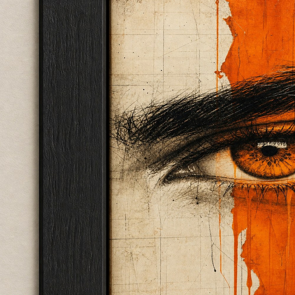 Amber Eye Orange Mixed Media Wall Art floating frame wall art - 03_detail_closeup