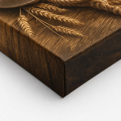 Rustic Cowboy Hat Still Life Canvas Wall Art - 03_detail_closeup