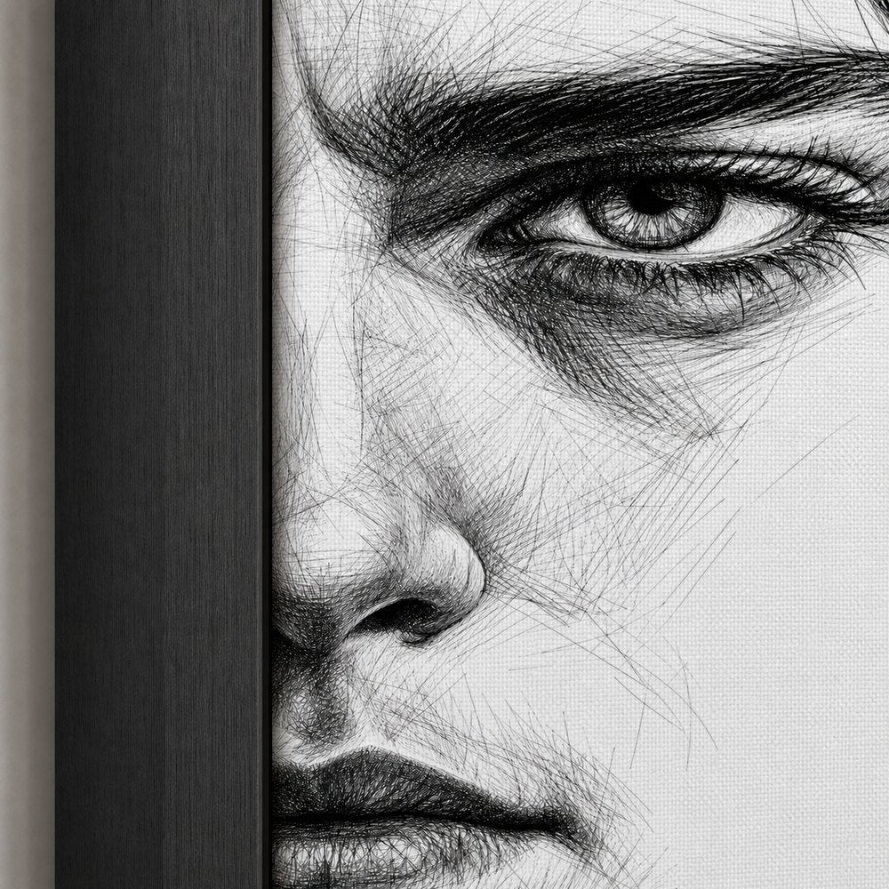 Extreme Eye Pen Sketch Wall Art floating frame wall art - 03_detail_closeup