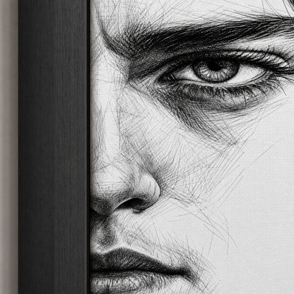 Extreme Eye Pen Sketch Wall Art floating frame wall art - 03_detail_closeup