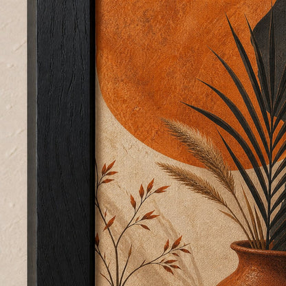 Boho Orange Sun Profile Vases Wall Art floating frame wall art - 03_detail_closeup