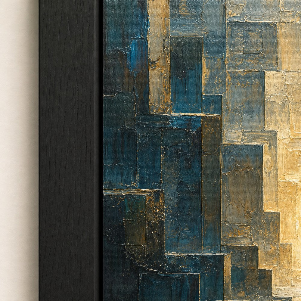 Woman Walking To Vertical Light Maze Wall Art floating frame wall art - 03_detail_closeup