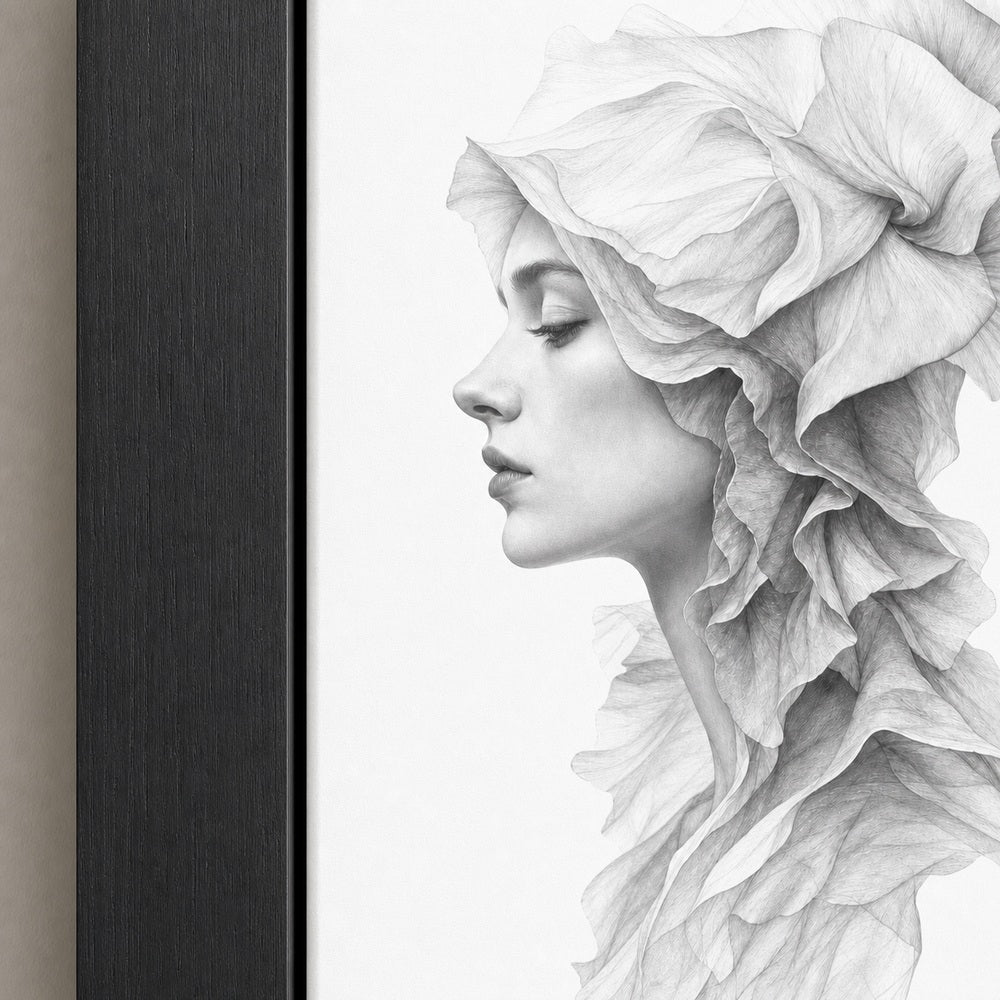 Surreal Side Female Fabric Pencil Wall Art floating frame wall art - 03_detail_closeup