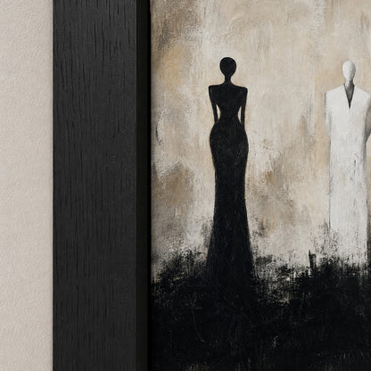 Two Faceless Figures Black White Distance Wall Art floating frame wall art - 03_detail_closeup