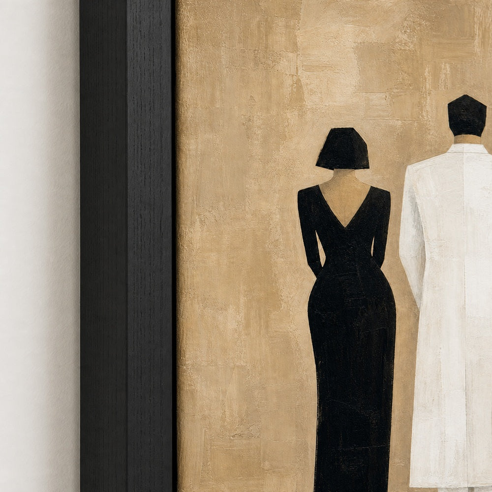 Black White Couple Silhouettes Minimal Wall Art floating frame wall art - 03_detail_closeup