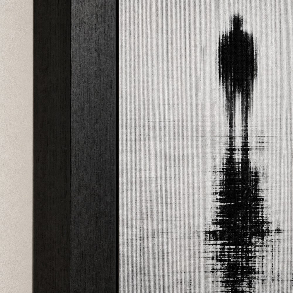 Glitch Ghost Black White Reflection Wall Art floating frame wall art - 03_detail_closeup